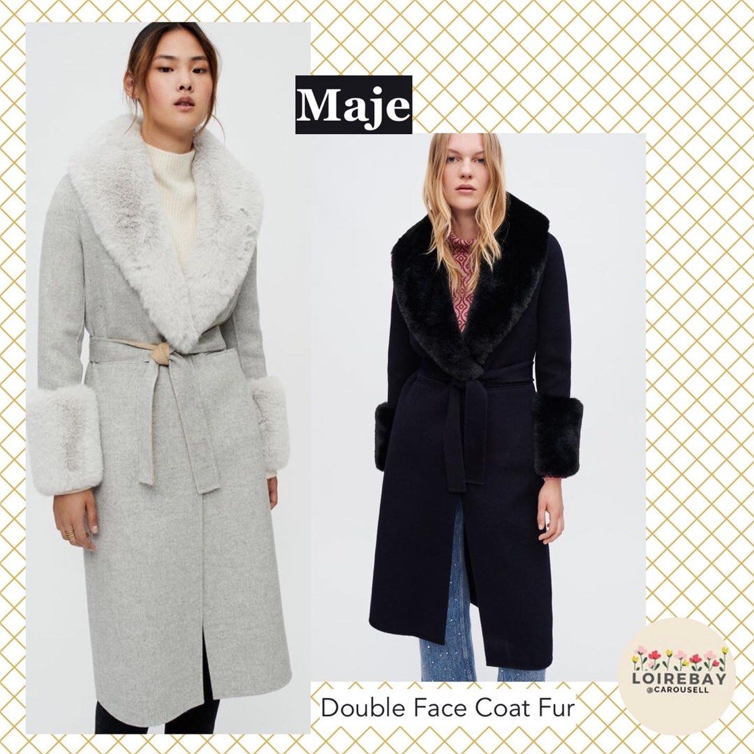 Maje blue fur coat clearance