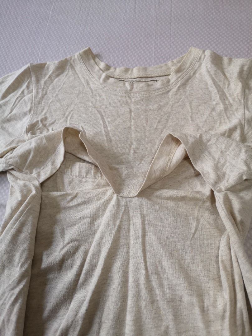 Maternity Nursing breastfeeding light cream colour tshirt top size M