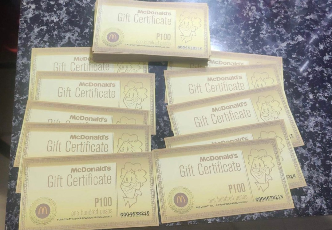Mcdonalds Gift Certificate Food Drinks Local Eats on Carousell