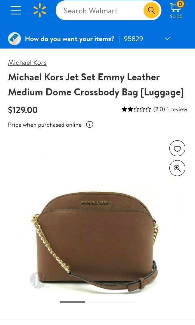 Michael Kors Jet Set Emmy Leather Medium Dome Crossbody Bag [Luggage]