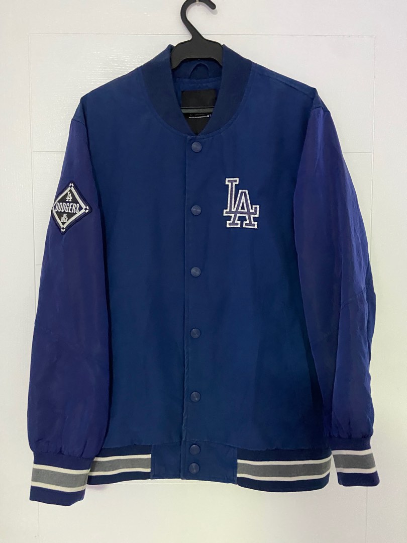 Pre-owned Mlb La Dodgers Letterman Baseball Satin Jacket Stadium Unisex In  Blue