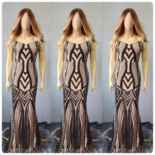 Nude black evening gown
