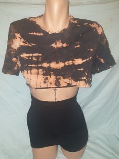 Orange/Brown tie dye crop tee xs