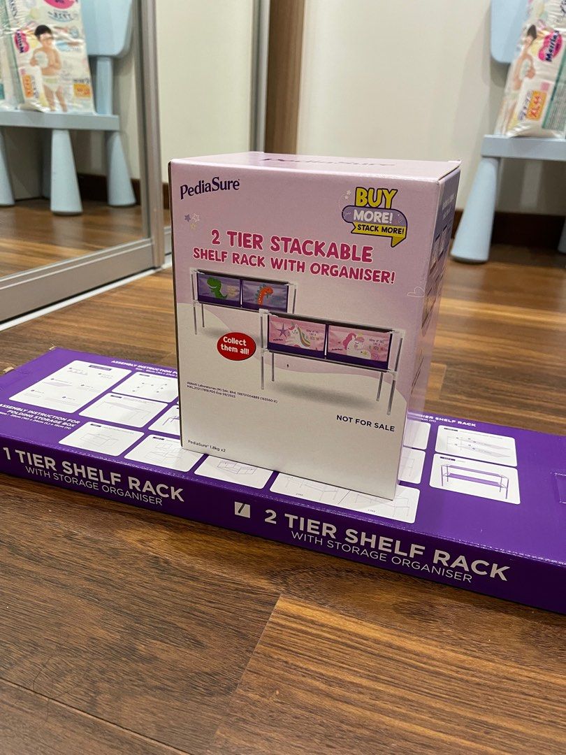 Pediasure 2 Tier Stackable Shelf Rack with Organiser Dino Collection