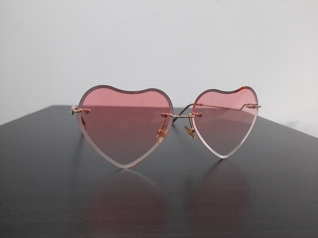 Pink Heart Glasses, Women's Fashion, Watches & Accessories, Sunglasses & Eyewear on Carousell