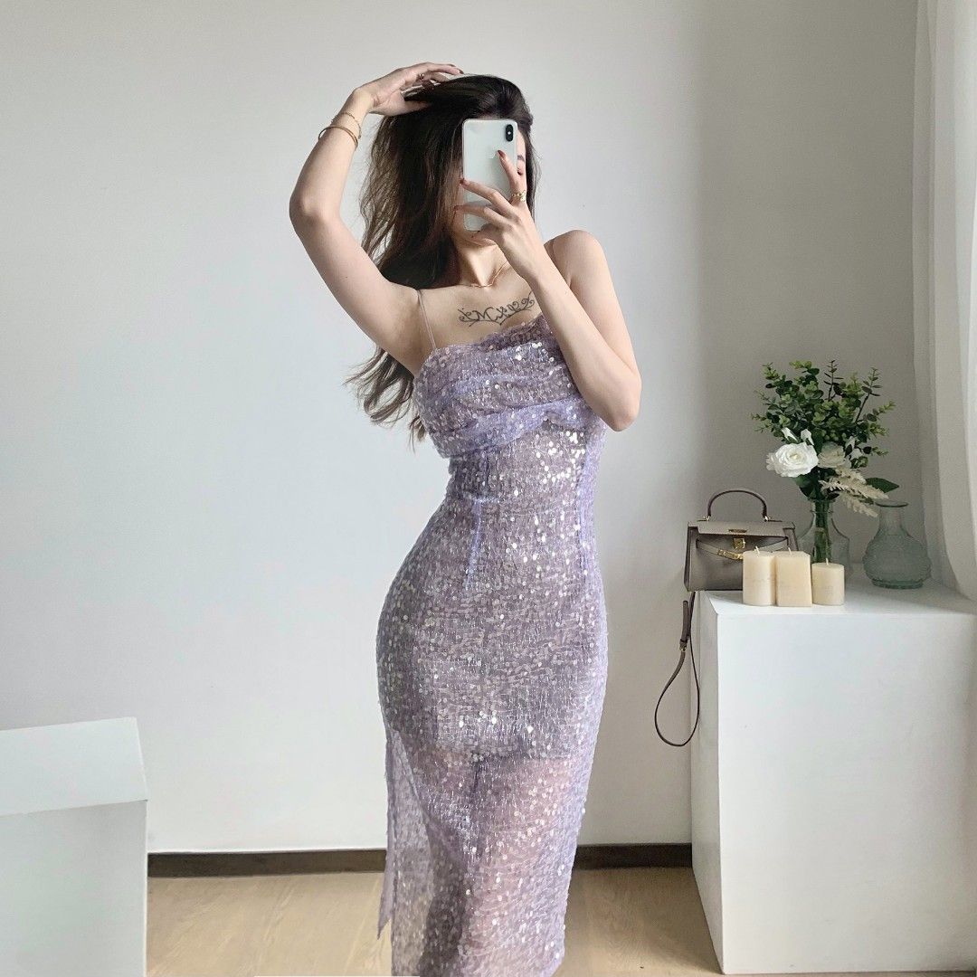 Topshop sequin slip dress discount
