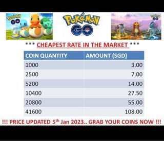 Pokemon Go Coins// Pokecoins Top Up// Pokémon Go Coins Top Up Service 100% CHEAPEST AND SAFEST IN THE MARKET