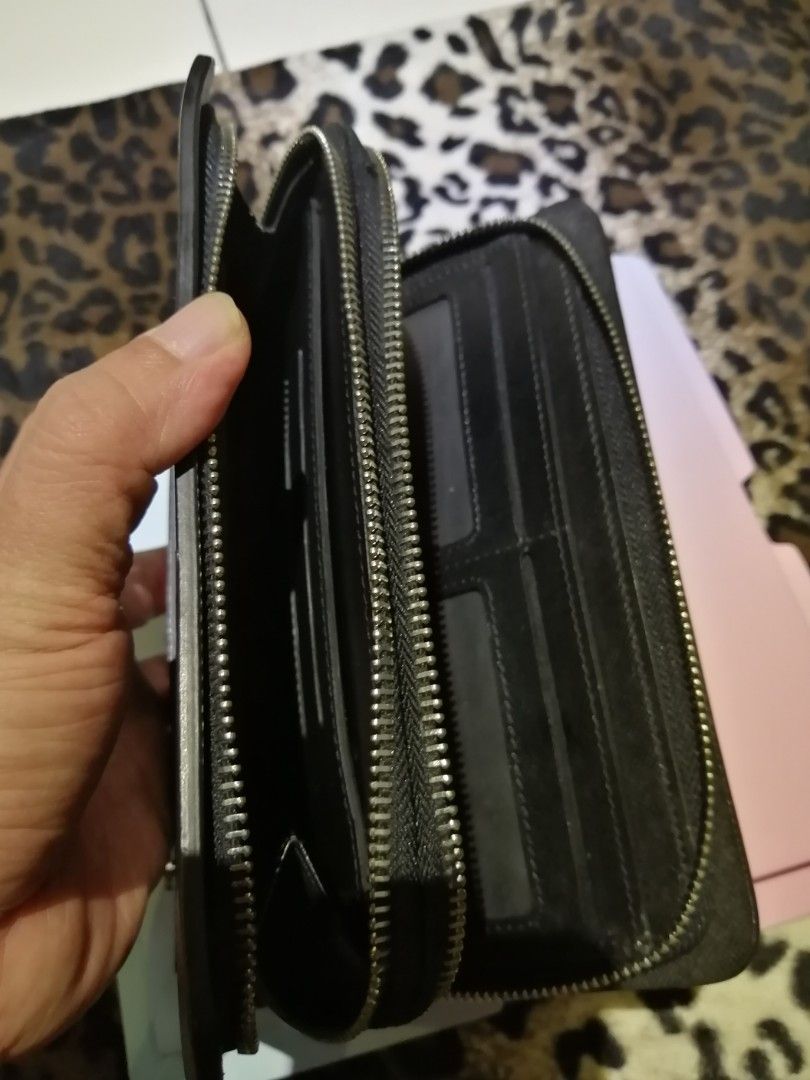 PRADA Saffiano Lux Pattina Black Leather Wallet Purse with