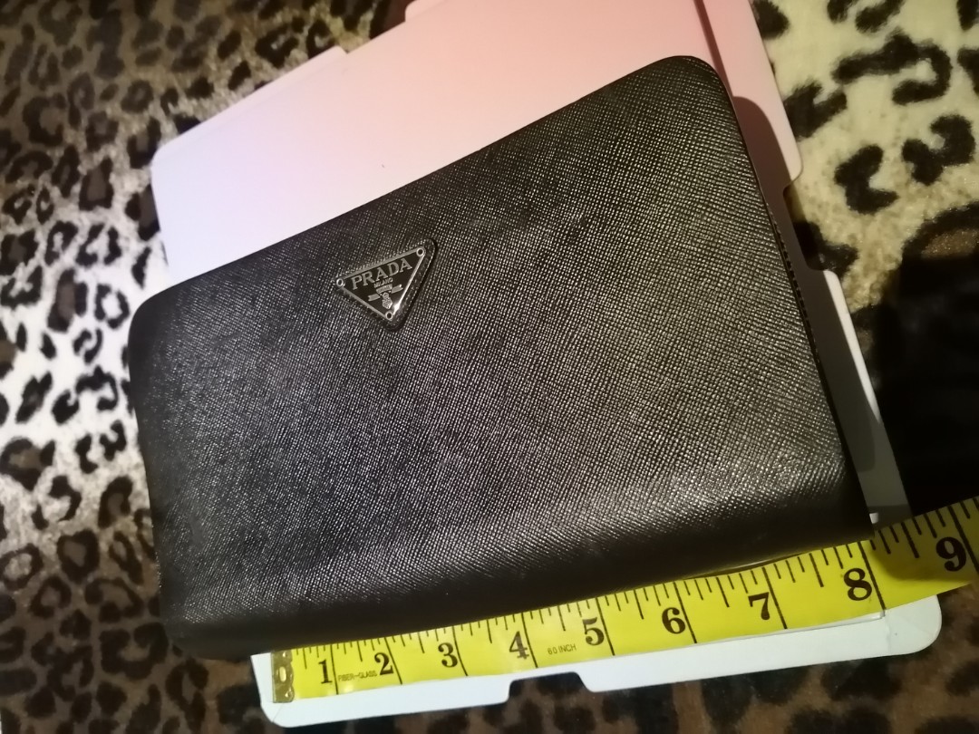 PRADA clutch Saffiano leather, Luxury, Bags & Wallets on Carousell