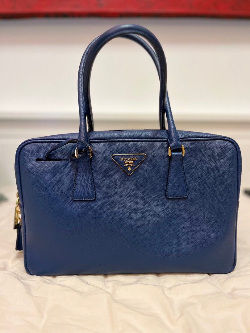 Prada Leather Bag in Blue, Luxury, Bags & Wallets on Carousell