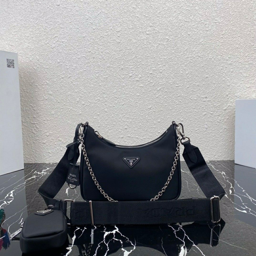 PRADA Nylon Hobo Shoulder Bag, Luxury, Bags & Wallets on Carousell