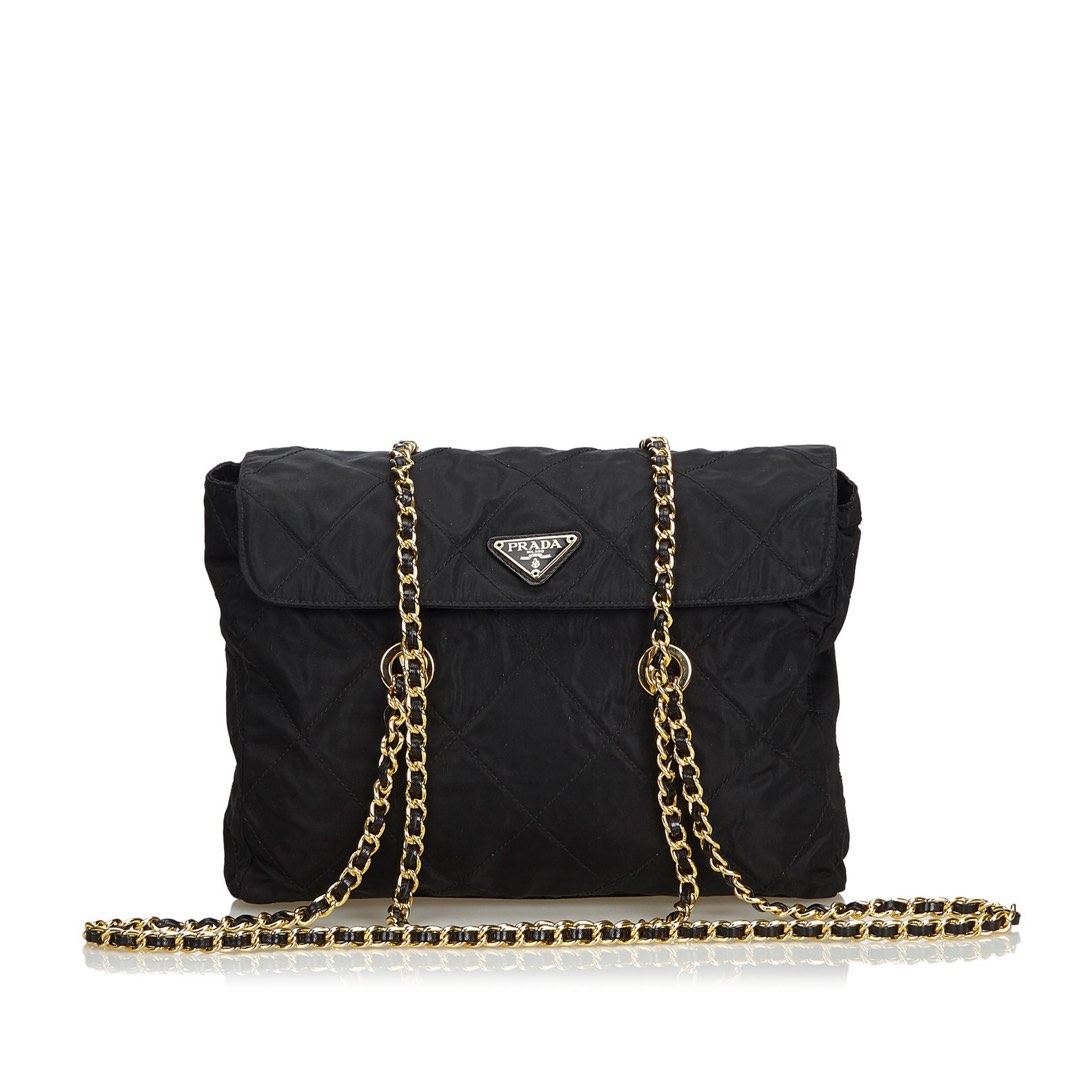 Prada Quilted Tessuto Nylon Chain Shoulder Bag Women s Fashion