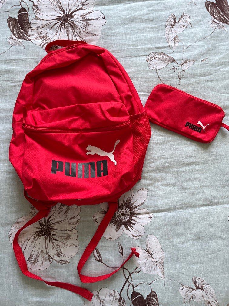 Puma Red Backpack with Small Pouch Women s Fashion Bags