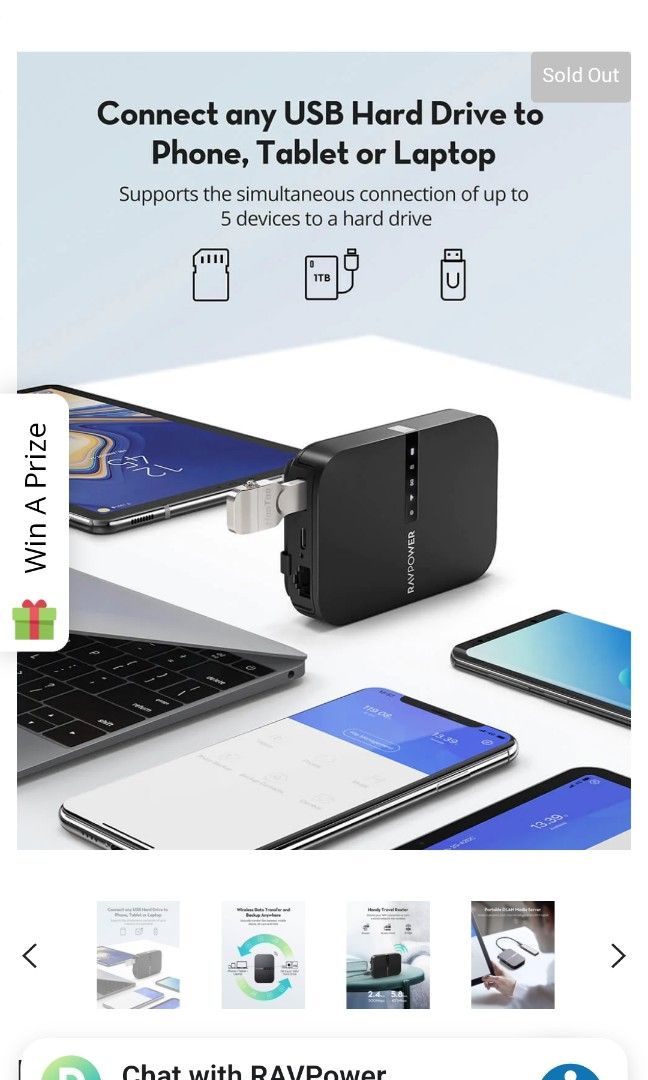 Ravpower file hub travel router, Computers & Tech, Parts & Accessories