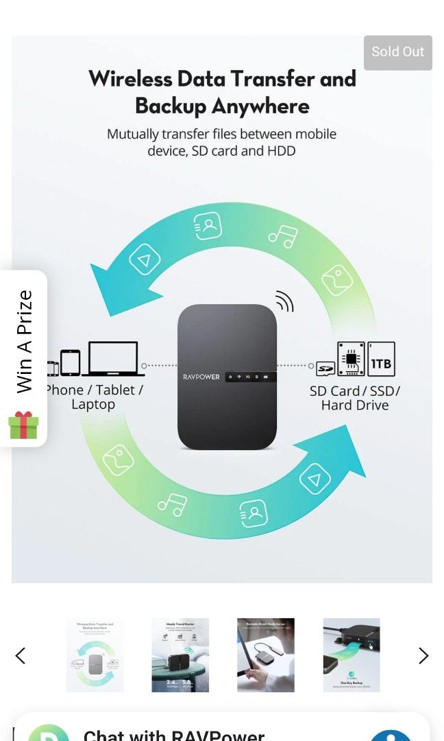 Ravpower file hub travel router, Computers & Tech, Parts & Accessories