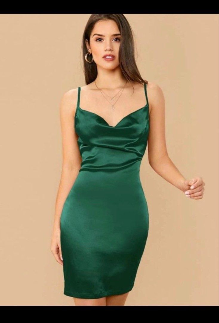 Shein Green Satin cowl neck dress, Women's Fashion, Dresses & Sets, Dresses on Carousell Shein Green Satin cowl neck dress, Women's Fashion, Dresses & Sets, Dresses on Carousell