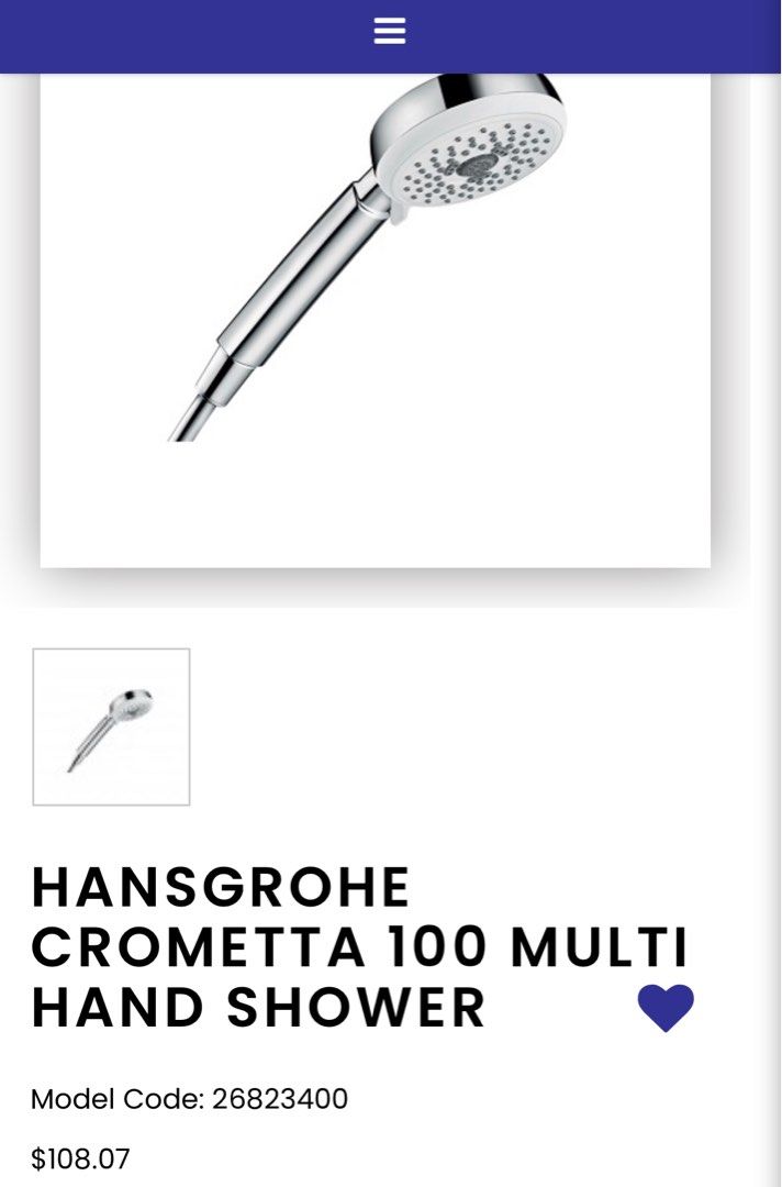 HANSGROHE SHOWER HEAD , Furniture & Home Living, Bathroom & Kitchen