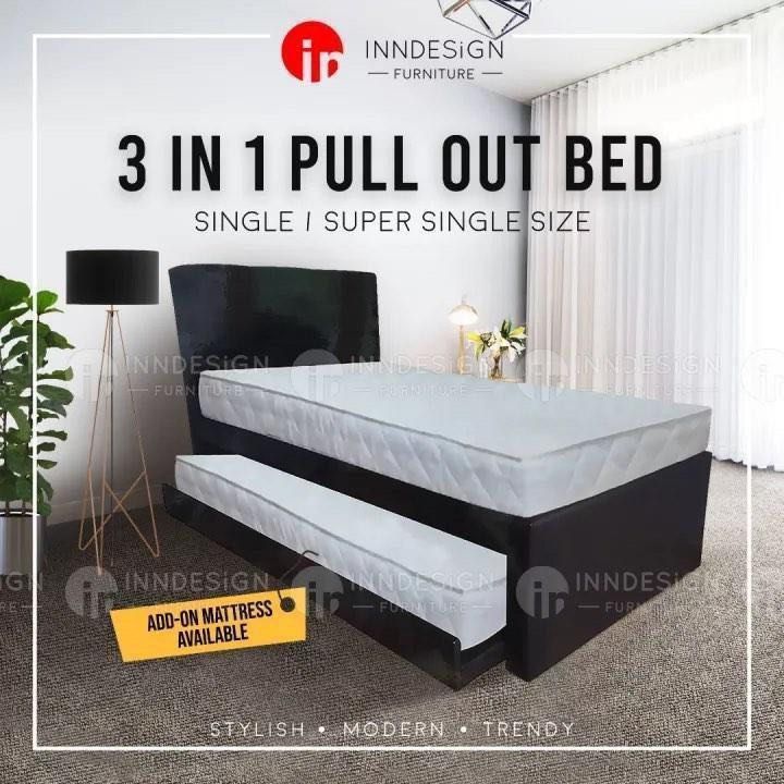 single ss Size Mattress with bedrame and pull out bed $ 488 / bed with ...