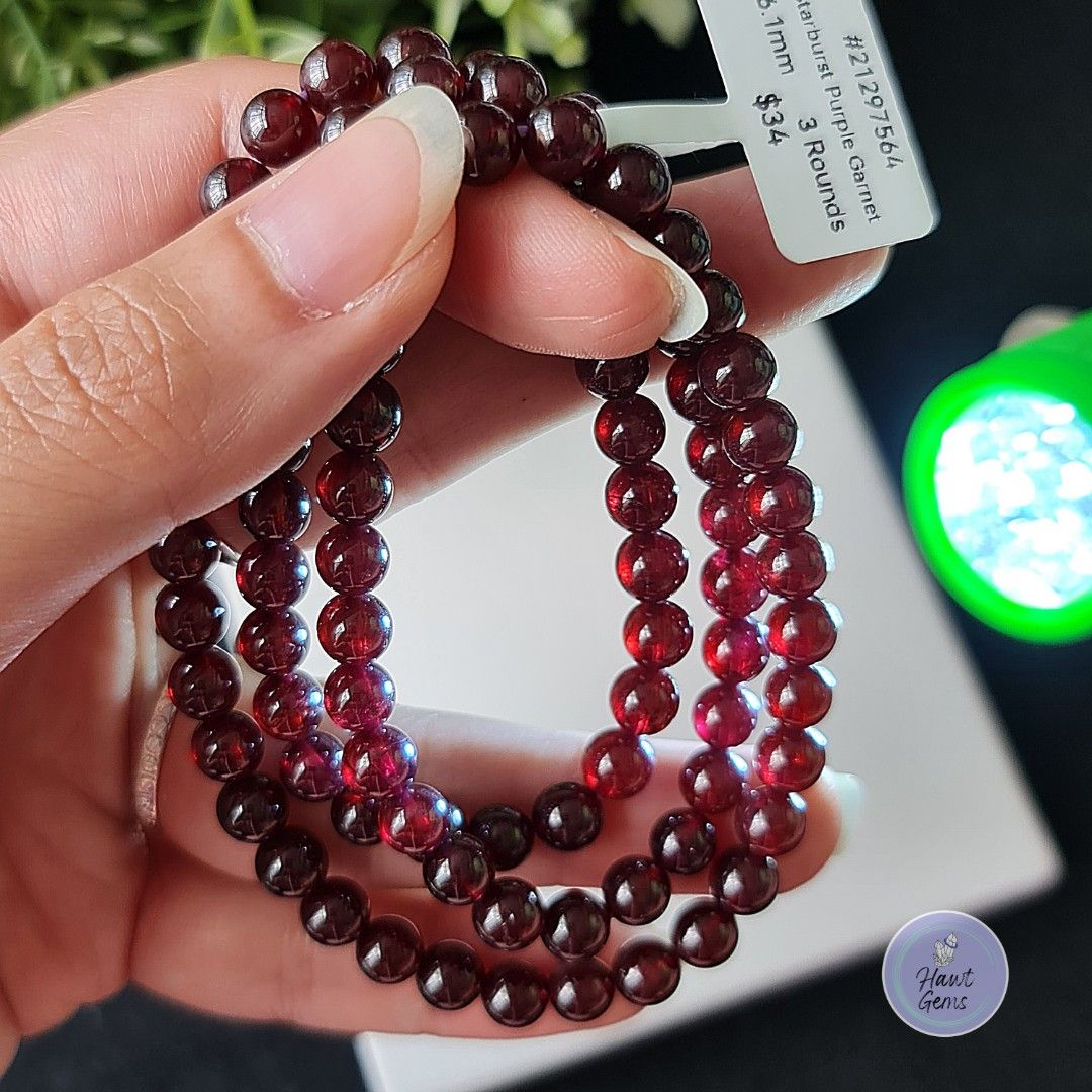 Starburst Purple Garnet 3 Round Bracelet with Cert Women s