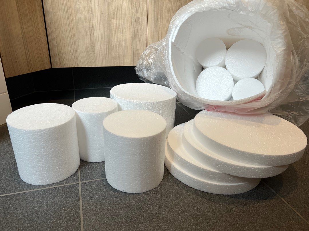 12x StyroFoam Board Cylinders Dummy Cake, Hobbies & Toys, Stationery