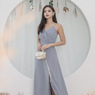 Topazette Shayna Maxi Dress V3 In Dusty Blue