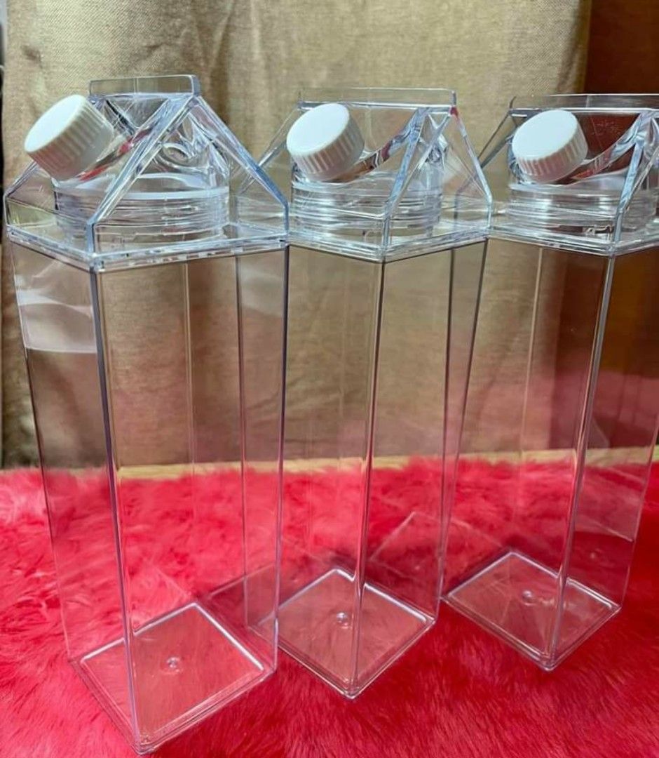 Transparent Acrylic Water Bottle Stylish Milk Carton Shaped Water transparent-acrylic-water-bottle-stylish-milk-carton-shaped-water