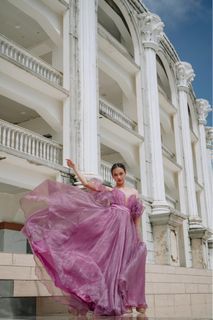 Tulle boho fairy gown magenta