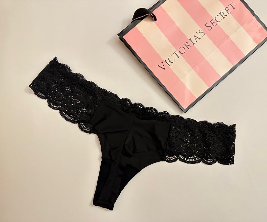 Victoria's Secret Black Lace Dream Angels Thong Panty, Women's