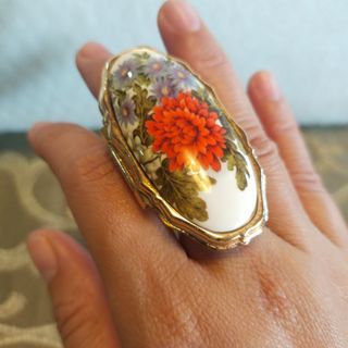 Vintage lipstick mirror ring made in japan