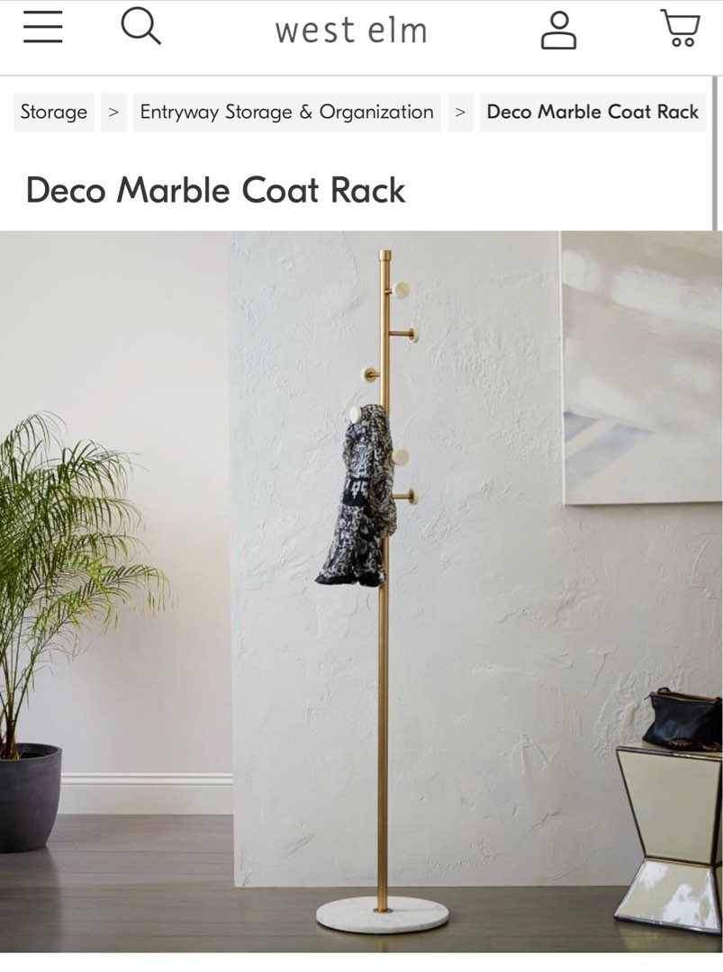 West elm deco marble coat rack deals