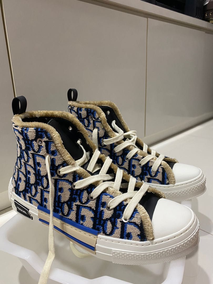 DIOR B23 HIGH-TOP SNEAKER. Beige, Black and Navy Blue Dior Oblique Tapestry  