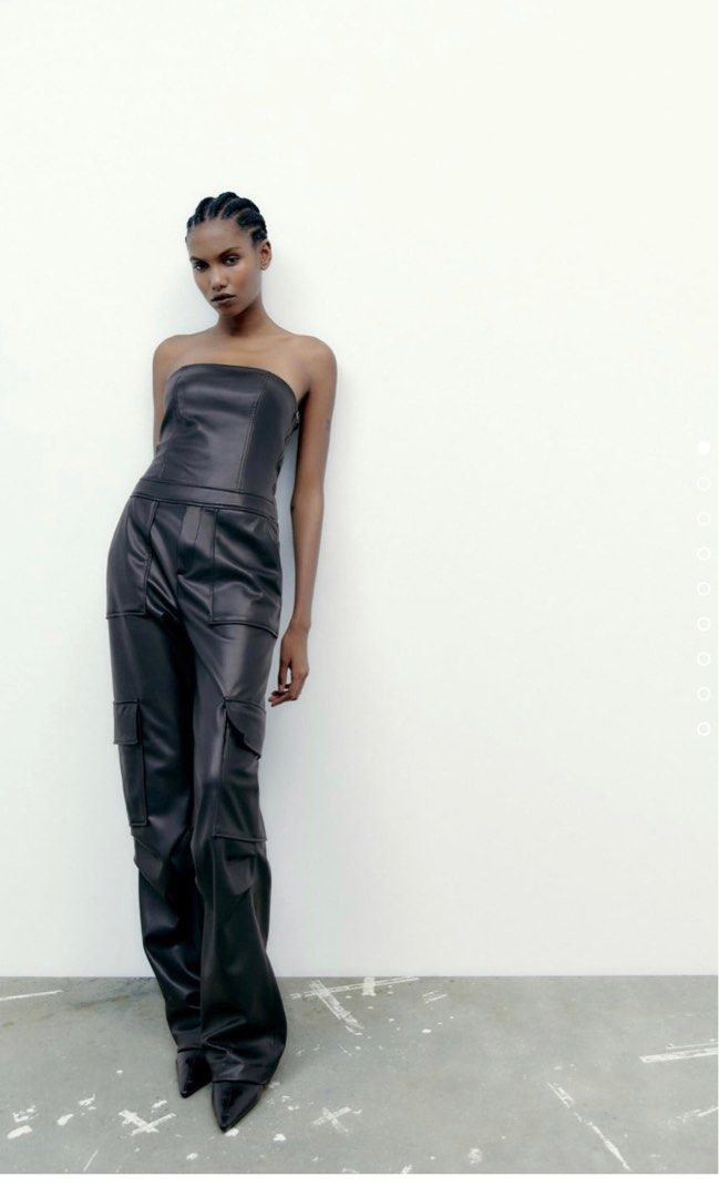 Leather jumpsuit store zara