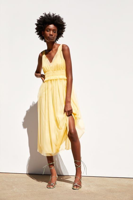 Zara Ruffled Tulle Dress Fesyen Wanita Pakaian Wanita Gaun