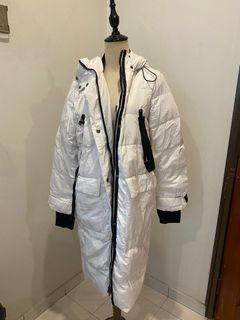 Zara White Down Long Winter Jacket