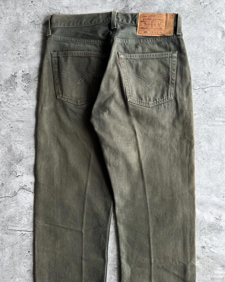 Olive green hot sale levi 501 jeans