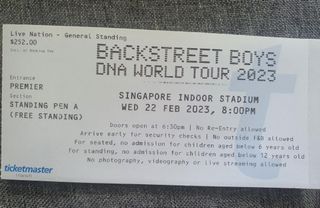 2 Tickets Backstreet Boys Concert Singapore 2023