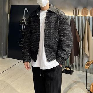 原價3800 韓國 小香風 小眾 設計感 Zara Uniqlo 短版 夾克 毛呢 翻領 立領 防風 寬鬆 韓版 高級感 外套 男