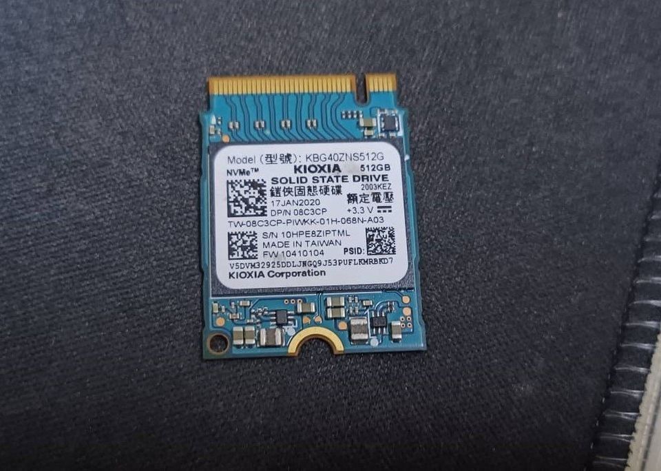 thumbnail image 2 of Kioxia KBG40ZNS512G 512GB NVMe M.2 2230 SSD – PCIe 3.0 X4, 100% Health, 180 Day Warranty 2 of 6