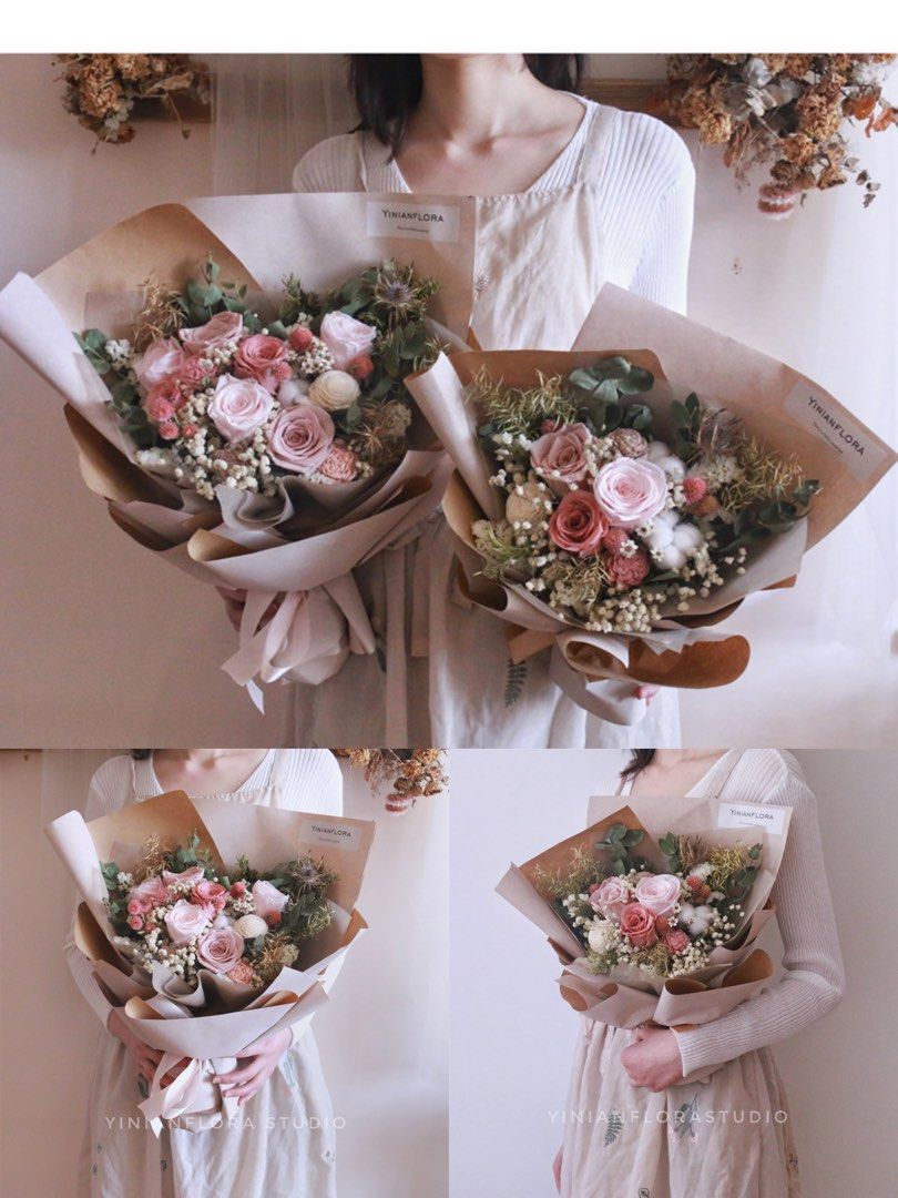 現貨茶色永生花乾花花束永生花燈玫瑰保鮮花花束繡球花花生日禮物情侶閨蜜畢業結婚禮物情人節禮物母親節禮物畢業禮物畢業花聖誕禮物情人節花束 興趣及遊戲 手作 自家設計 文具及工藝