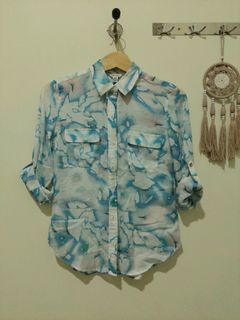 💯ORI CALVIN KLEIN ABSTRACT BLUE SHIRT