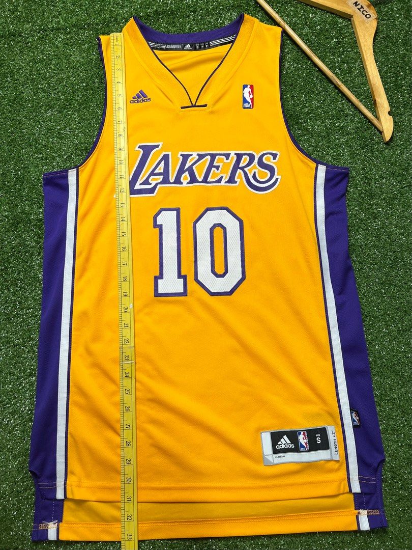 Buy the Adidas Men Yellow Lakers Jersey Nash #10 Small