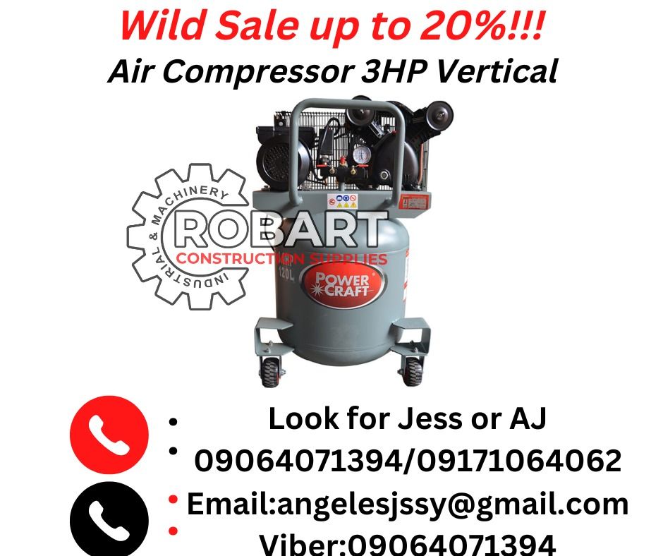 Air Compressor 3Hp Vertical, Commercial & Industrial, Construction