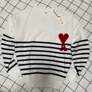 Ami Paris Stripes Sweater White