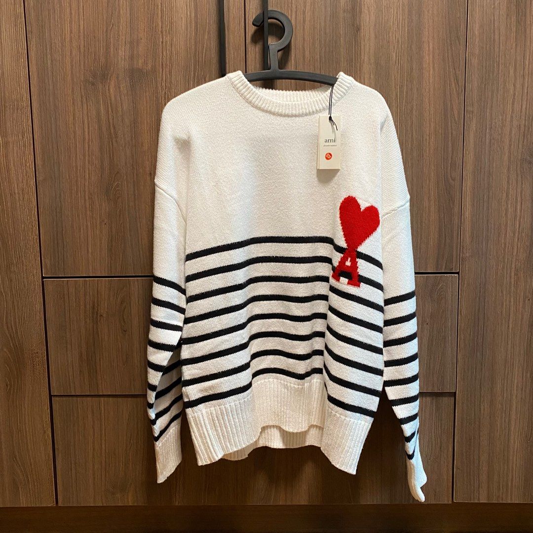 Ami Paris Stripes Sweater White (Category: Coats, Jackets and Outerwear) located in Caloocan City. Submitted by subhub (Listing ID 1207674348, Image 2). Description: for springtime with the label’s logo heart in bright red. It’s made from wool. material: wool care instructions: hand wash Rep made .