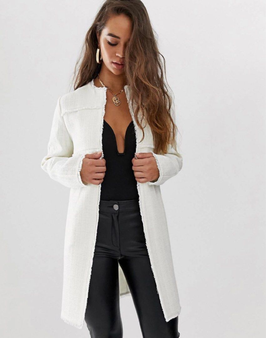 ASOS Design Boucle Textured Tweed Coat
