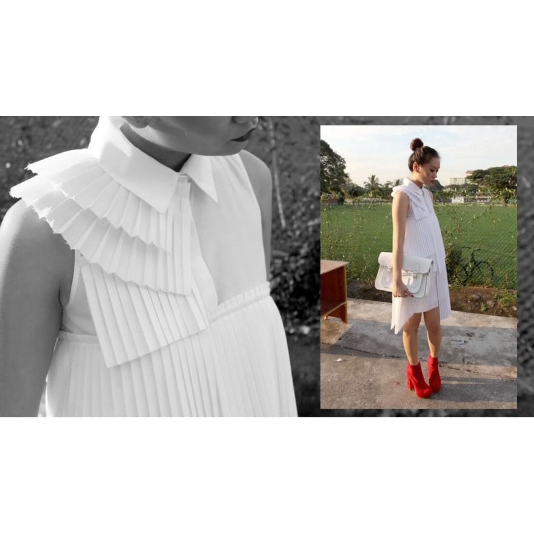 ASOS White Origami Pleated Dress Women s Fashion Dresses Sets Dresses on Carousell