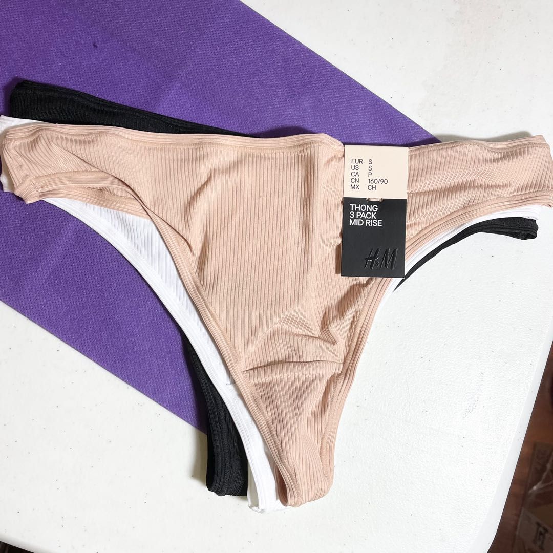 H&M 3 pack Thong, Women's Fashion, New Undergarments & Loungewear on  Carousell
