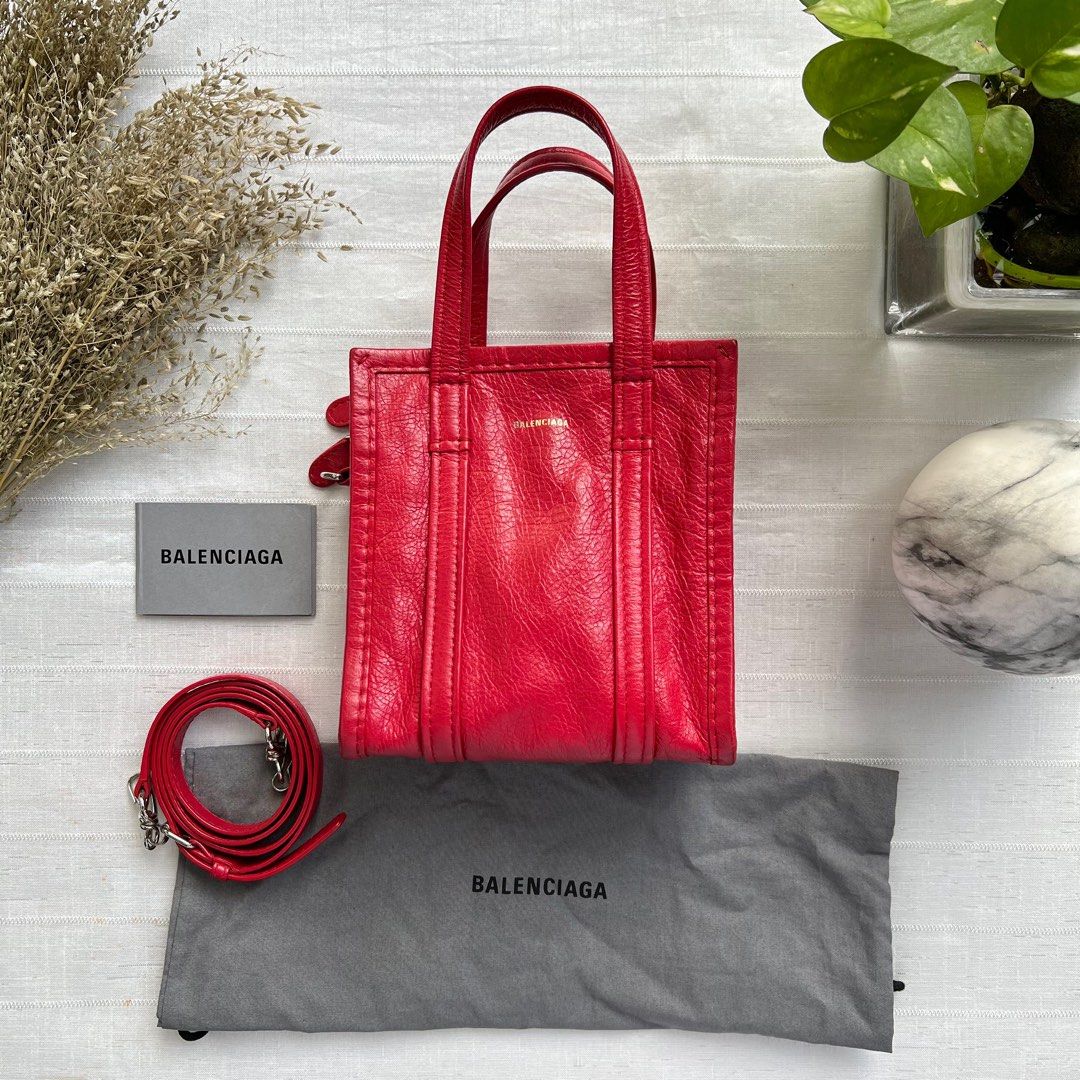 Balenciaga Red Leather Mini Tote Bag Luxury Bags Wallets on
