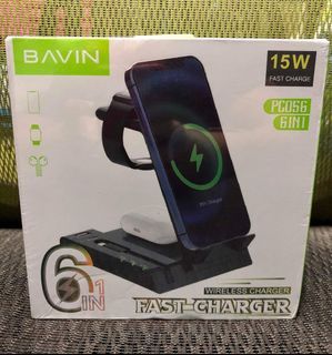 ✅BAVIN 6 IN 1 MULTI-FUNCTION WIRELESS CHARGER 15W STAND HOLDER PC056