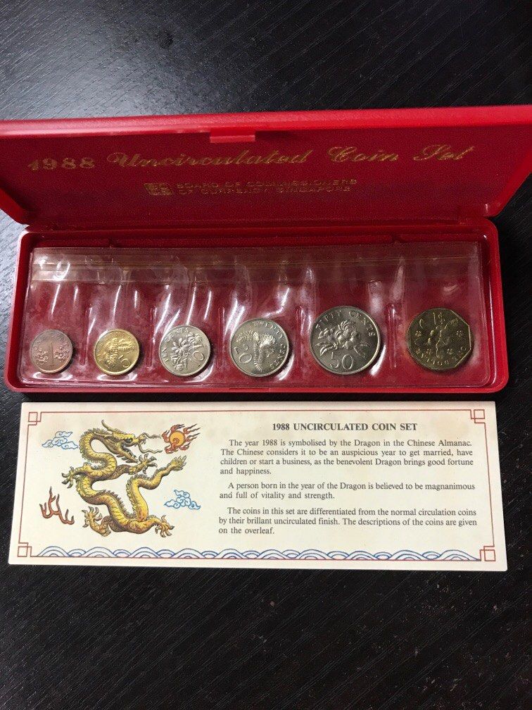 BB-UVG 1988 Singapore Uncirculated Coin Set Dragon, Hobbies & Toys ...